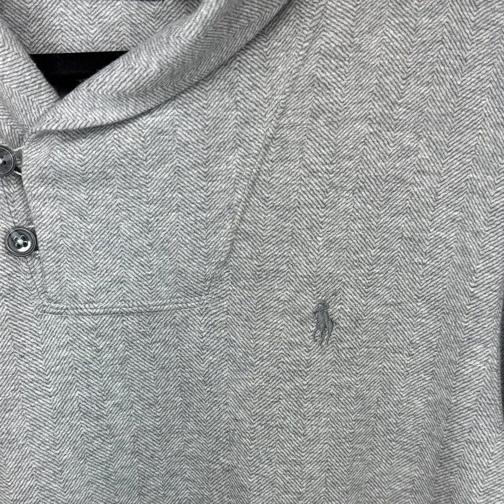 Polo by Ralph Lauren Jersey Shawl-Collar Pullover‎ Sweater in Gray - Med